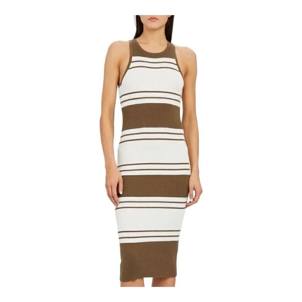 FRAME Striped Rib Knit Dress cotton/cashmere blend size S stretch